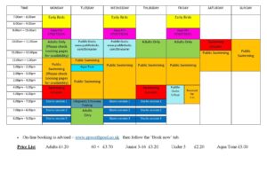 Epworth Swimming Pool 2022 Timetable